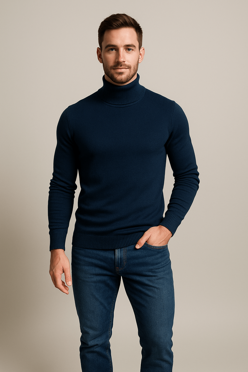 Herren Rollkragenpullover | Slim Fit Strickdesign mit klassischer Ausstrahlung
