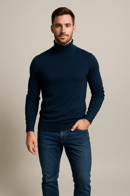 Herren Rollkragenpullover | Slim Fit Strickdesign mit klassischer Ausstrahlung