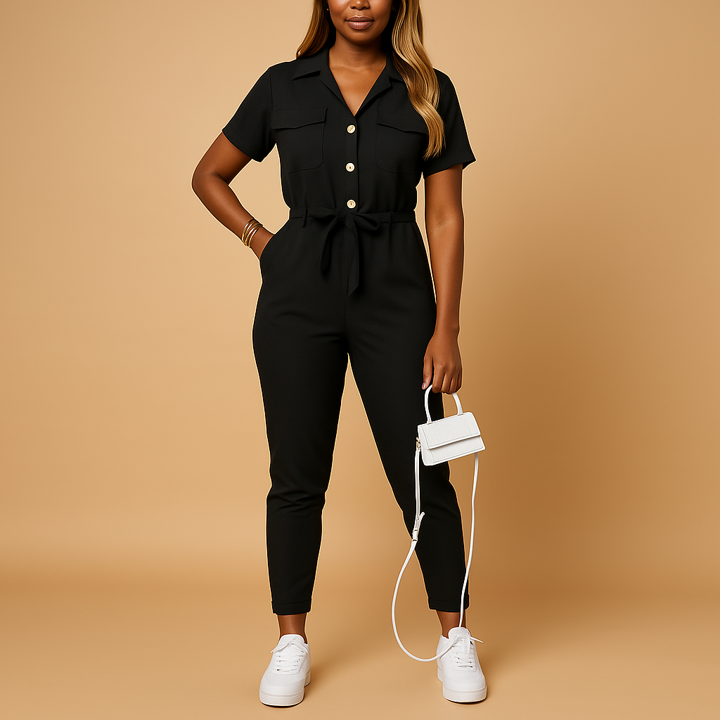 Taillierter Damen Jumpsuit mit Knopfleiste und eleganter Passform
