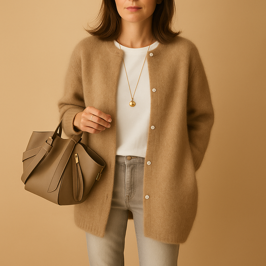 Damen Strickjacke mit Knöpfen und langen Ärmeln – Elegant & Vielseitig