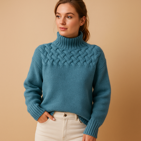 Damen Long Pullover mit Rollkragen | Eleganter Komfort