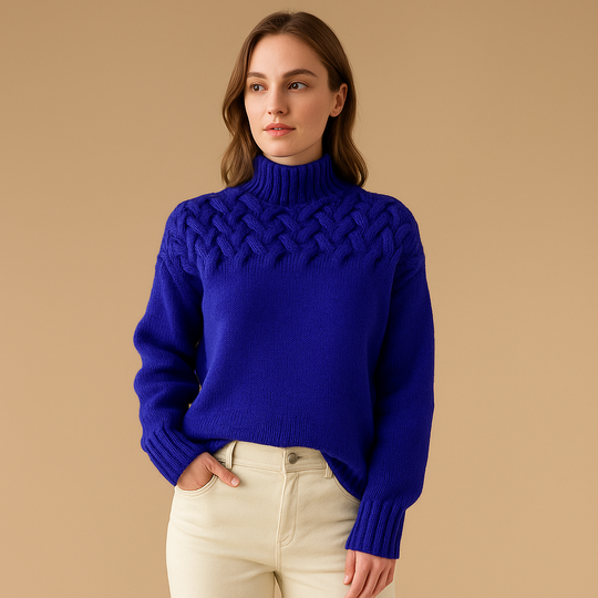 Damen Long Pullover mit Rollkragen | Eleganter Komfort