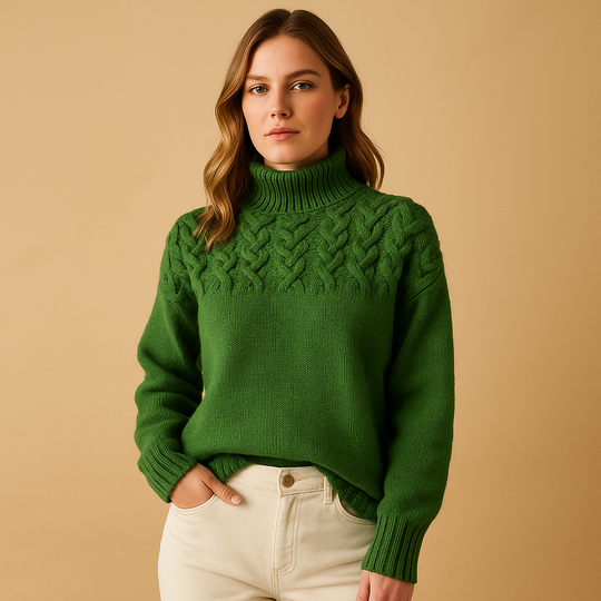 Damen Long Pullover mit Rollkragen | Eleganter Komfort