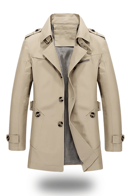 Klassischer Herren Trenchcoat mit Kragen – Eleganter Mantel für jeden Anlass