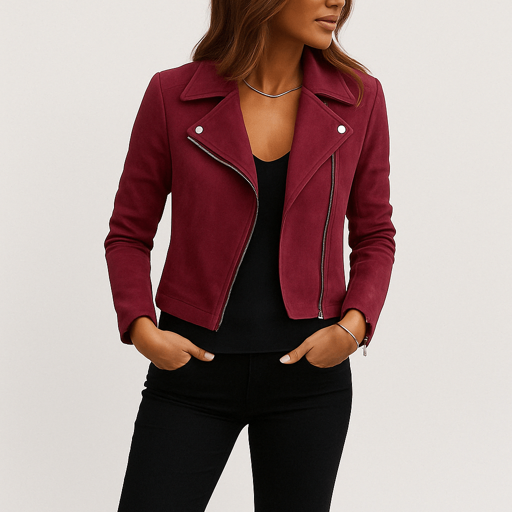 Damen Bikerjacke in Wildlederoptik – Stilvoll & Modern