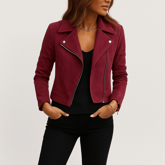 Damen Bikerjacke in Wildlederoptik – Stilvoll & Modern
